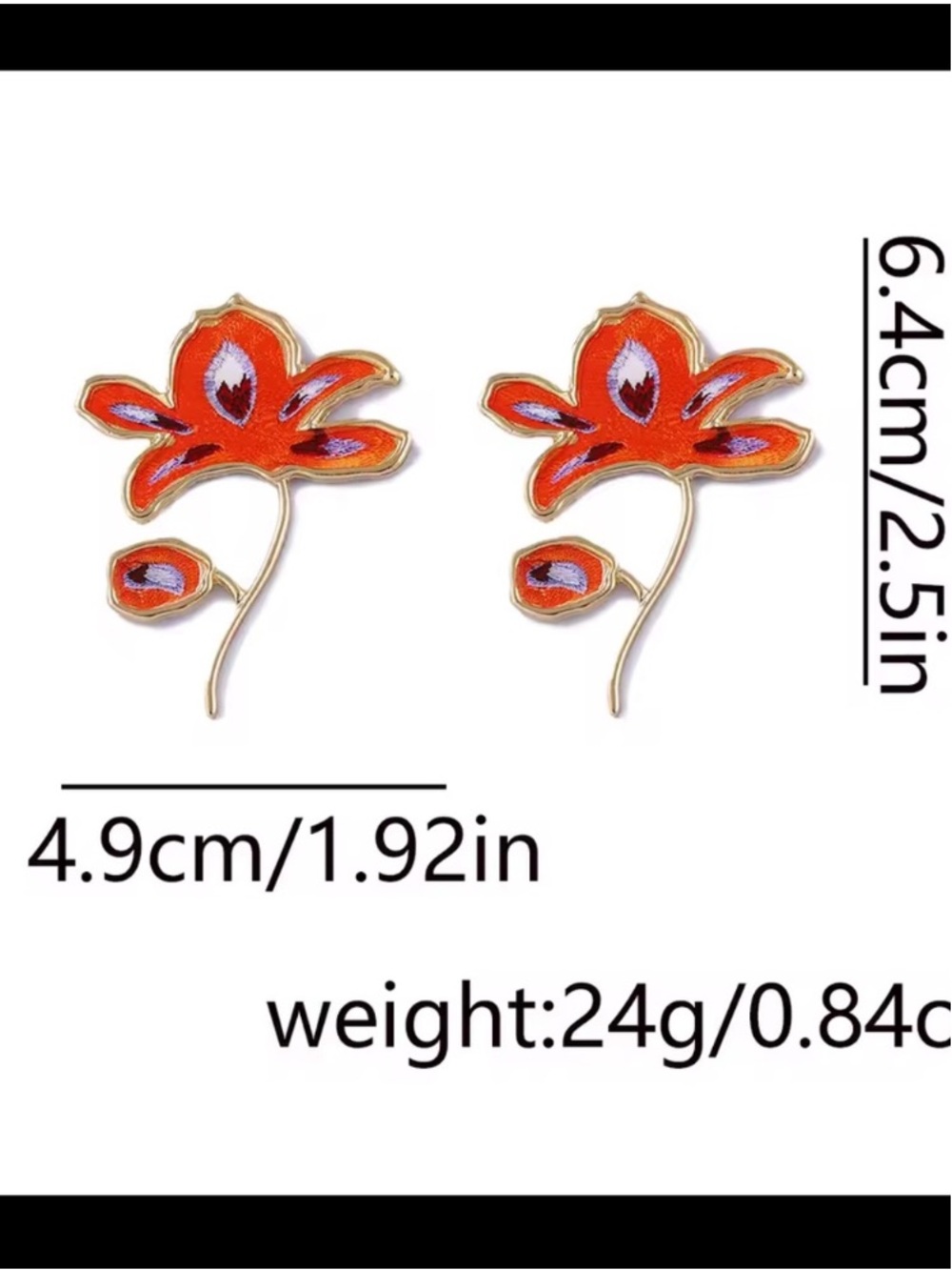 Crimson Orchid Bloom Sculptural Earrings - Picture 4 of 4